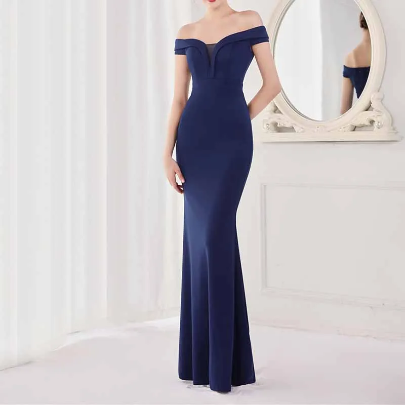 Women's Off Shoulder V-Neck Formal Dresses Wedding Gowns Evening Cocktail Dress S-4XL