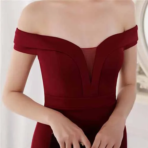 Women's Off Shoulder V-Neck Formal Dresses Wedding Gowns Evening Cocktail Dress S-4XL