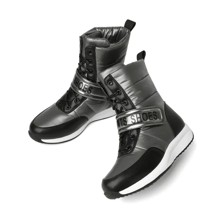 Women's Patchwork Plush Platform Wedges Down Waterproof Snow Boots