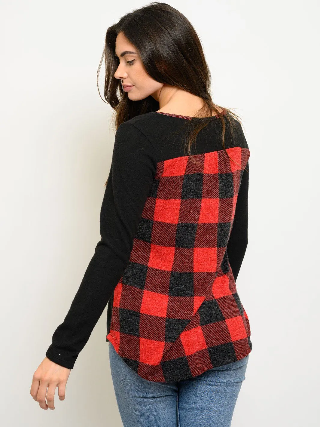 WOMEN'S PLAID LONG SLEEVES TOP