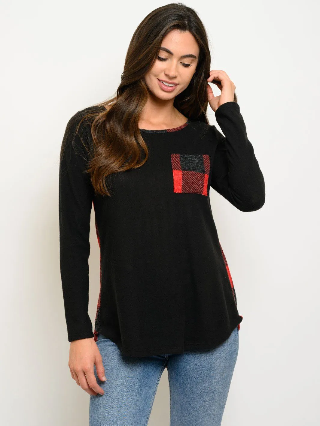 WOMEN'S PLAID LONG SLEEVES TOP