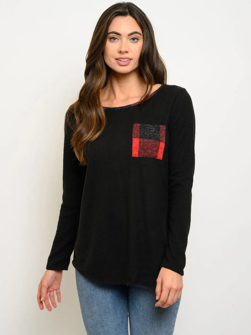 WOMEN'S PLAID LONG SLEEVES TOP
