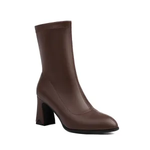 Women's Pointed Toe Block Heel Short Boots