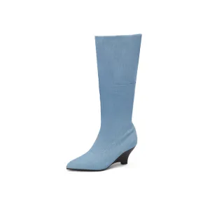 Women's Pointed Toe Wedge Heel Mid Calf Boots