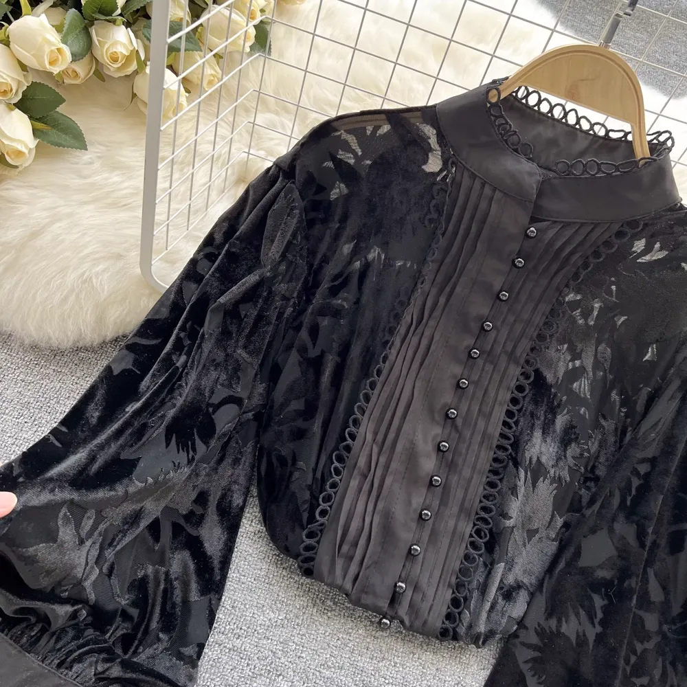 Women's Puff Sleeve Lace Blouses