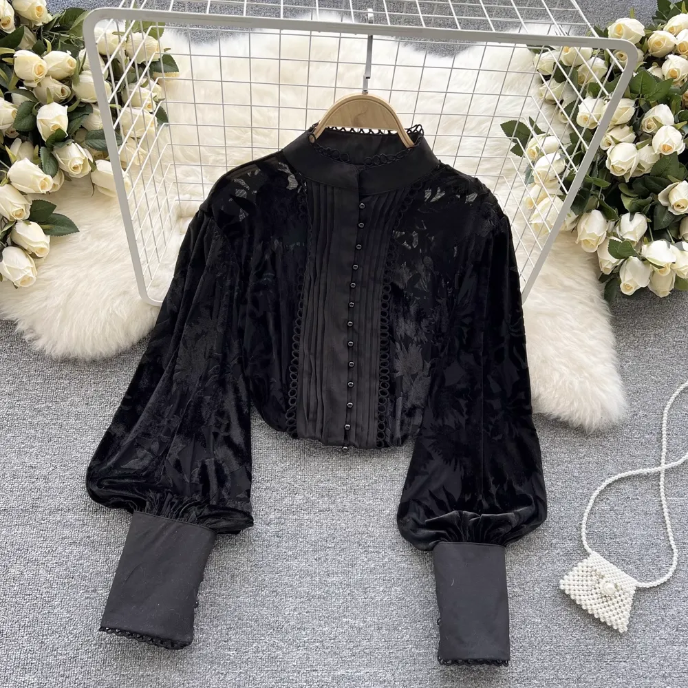 Women's Puff Sleeve Lace Blouses