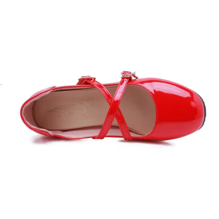 Women's Pumps Mary Janes Double Buckle Straps Block Chunky Heel