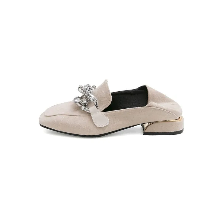 Women's Pumps Suede Metal Chains Decor Puppy Heel Shoes