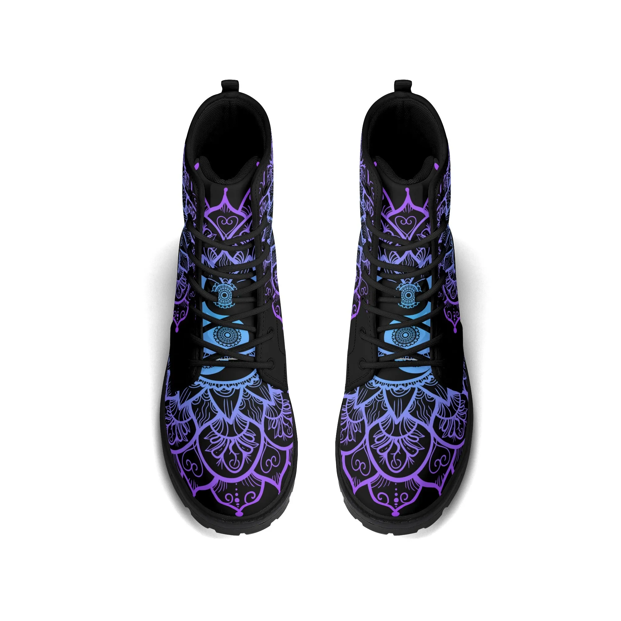 Womens Purple Yin Yang Upgraded Luxe Vegan Leather Boots