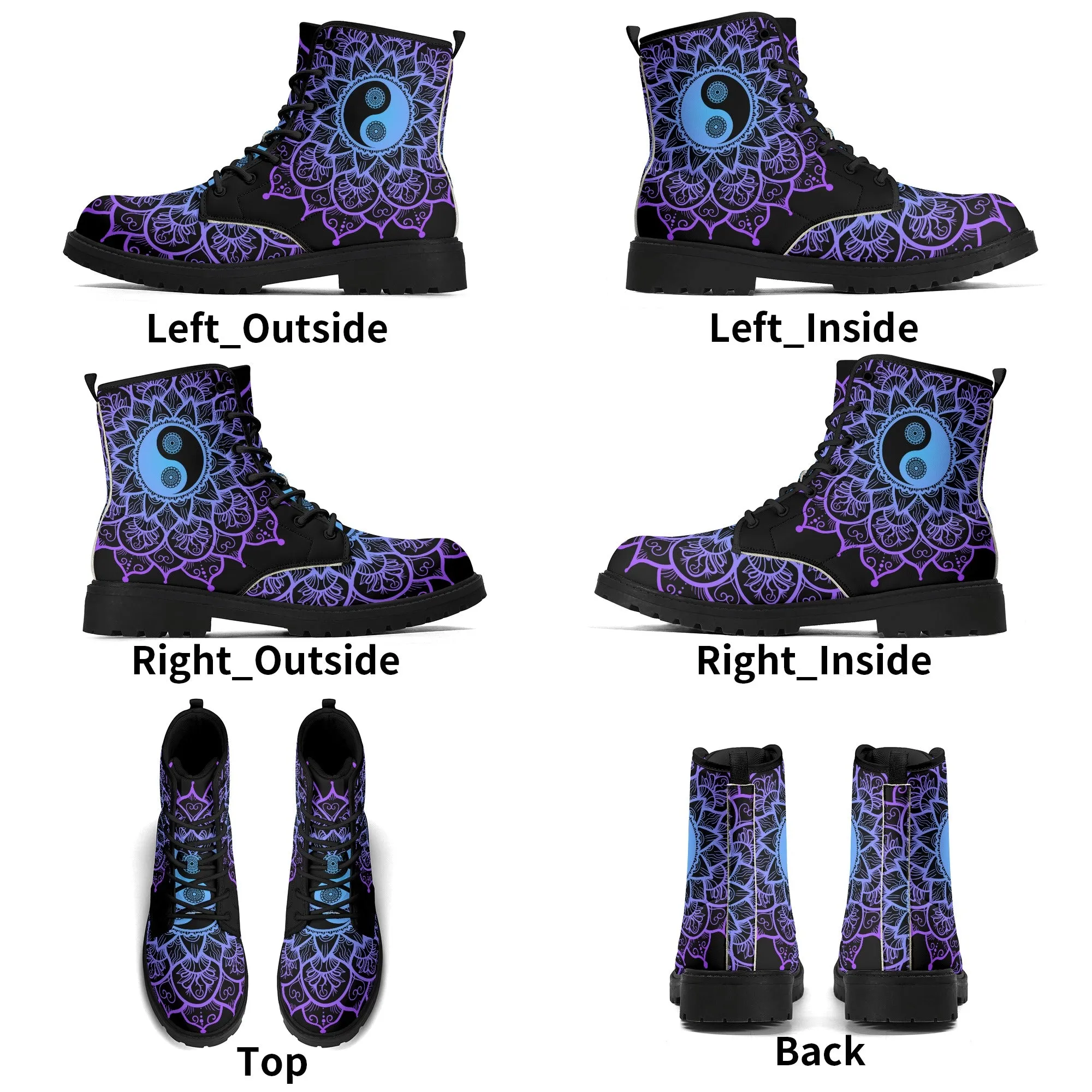 Womens Purple Yin Yang Upgraded Luxe Vegan Leather Boots