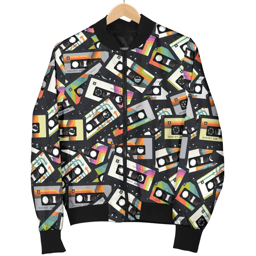 Women's Retro Cassette Tape Bomber Jacket