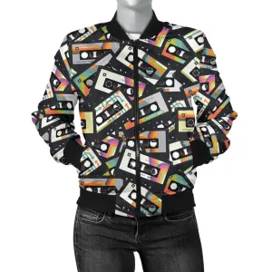 Women's Retro Cassette Tape Bomber Jacket