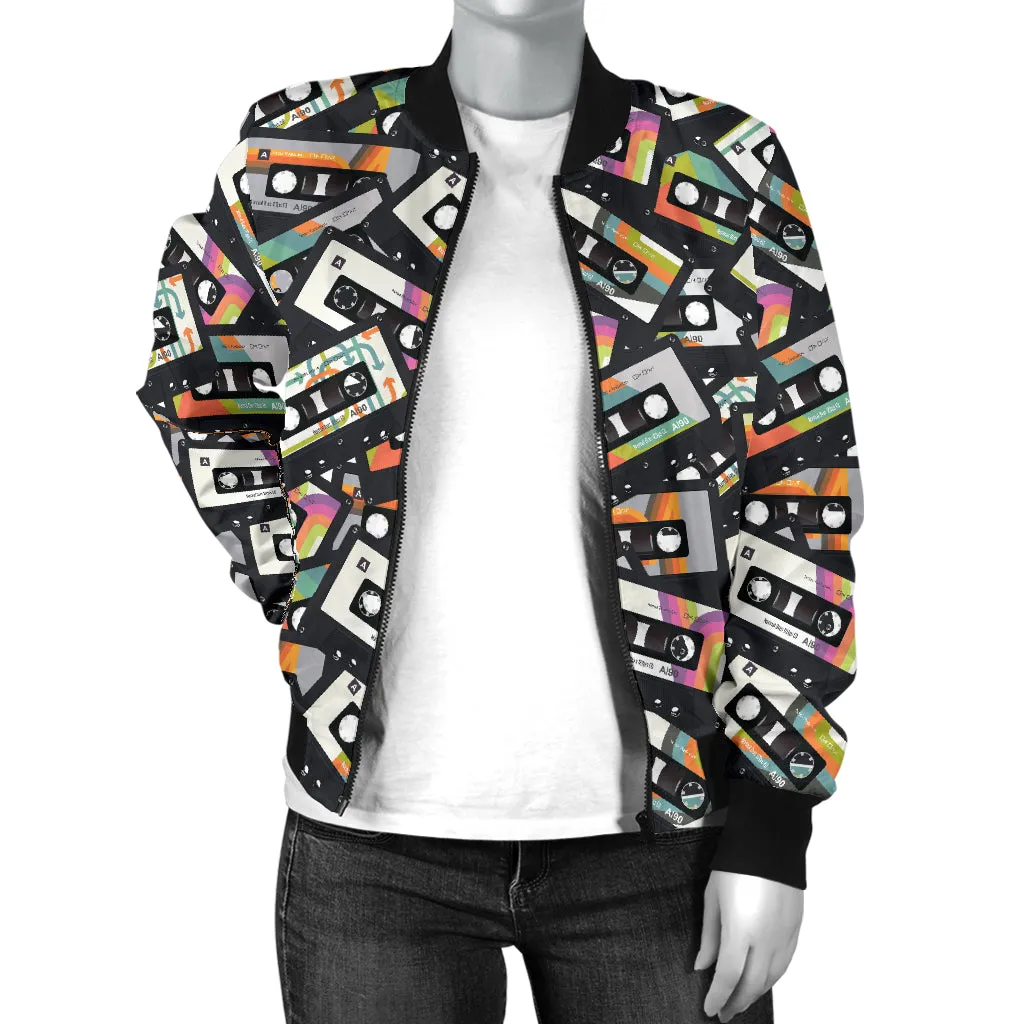 Women's Retro Cassette Tape Bomber Jacket