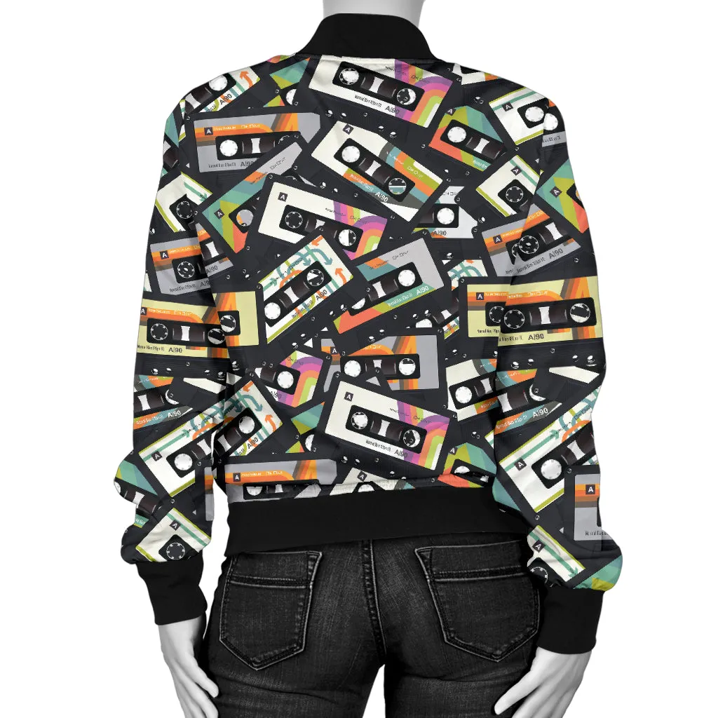 Women's Retro Cassette Tape Bomber Jacket