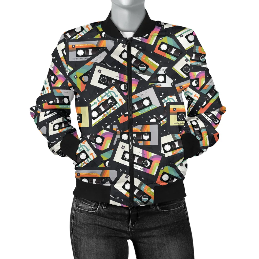 Women's Retro Cassette Tape Bomber Jacket