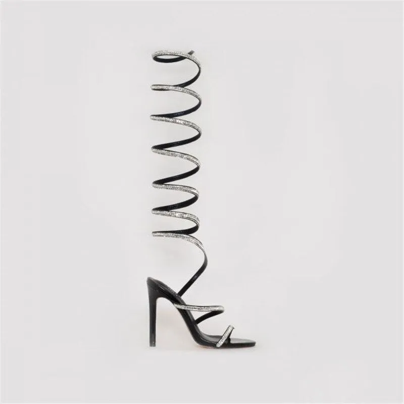 Women's Rhinestone Strap Gladiator High Heels