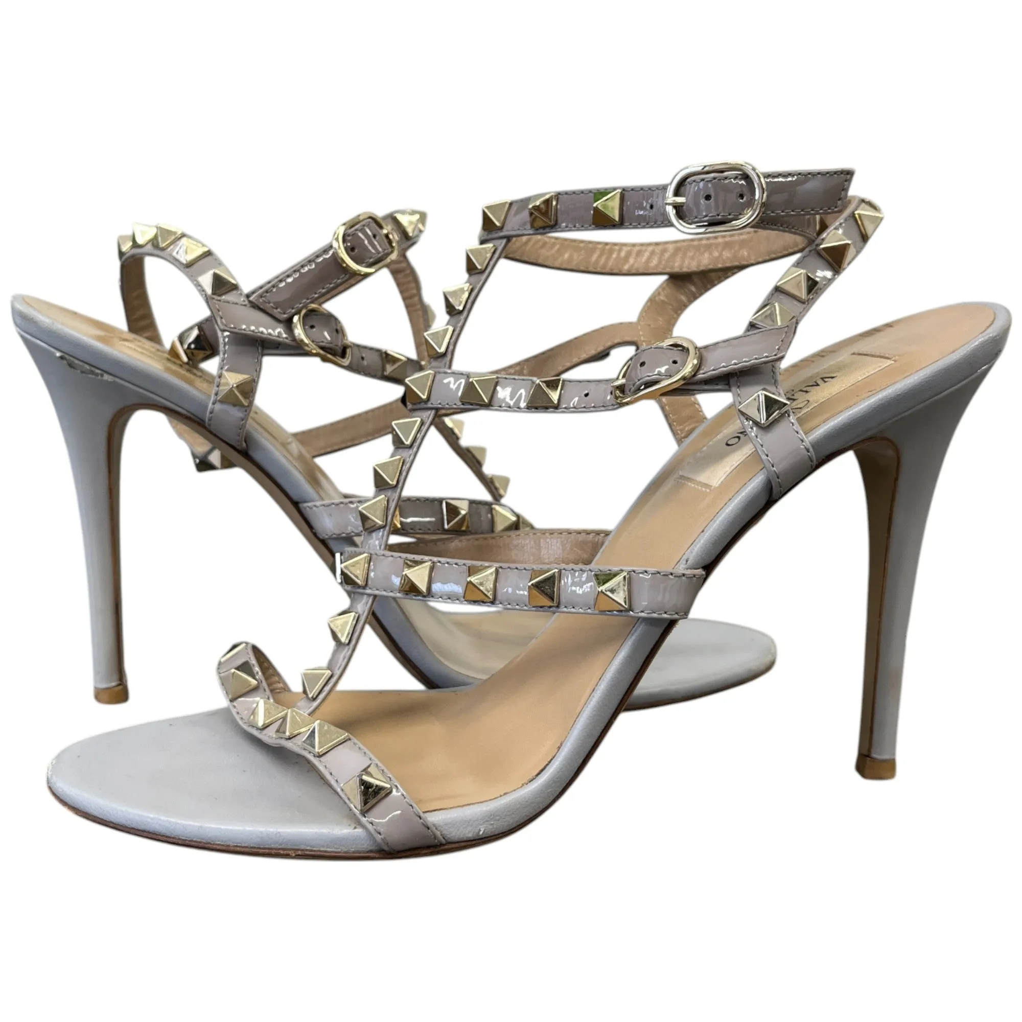 Women's Rockstud Gladiator Heels Grey Size EU 37.5 / UK 4.5