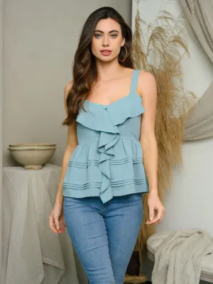 WOMEN'S RUFFLE PEPLUM TANK TOP