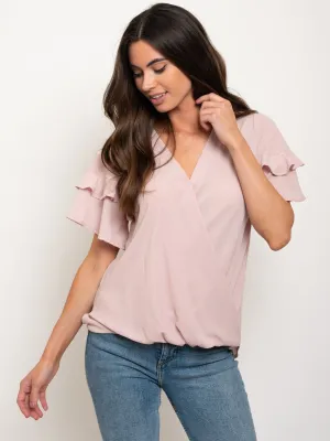 WOMEN'S RUFFLE SLEEVE TOP