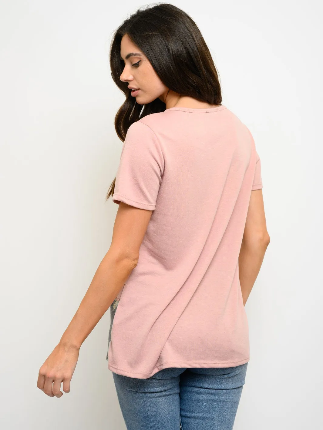 WOMEN'S SHORT SLEEVE FLORAL PRINT TOP