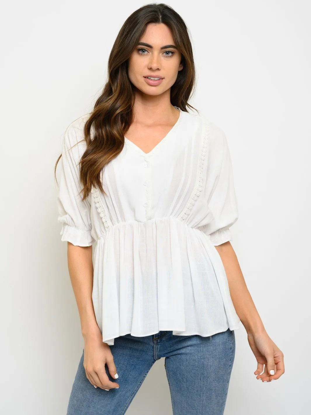 WOMEN'S SHORT SLEEVE PEPLUM TOP