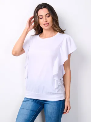 WOMEN'S SHORT SLEEVE RUFFLE DETAILED TOP