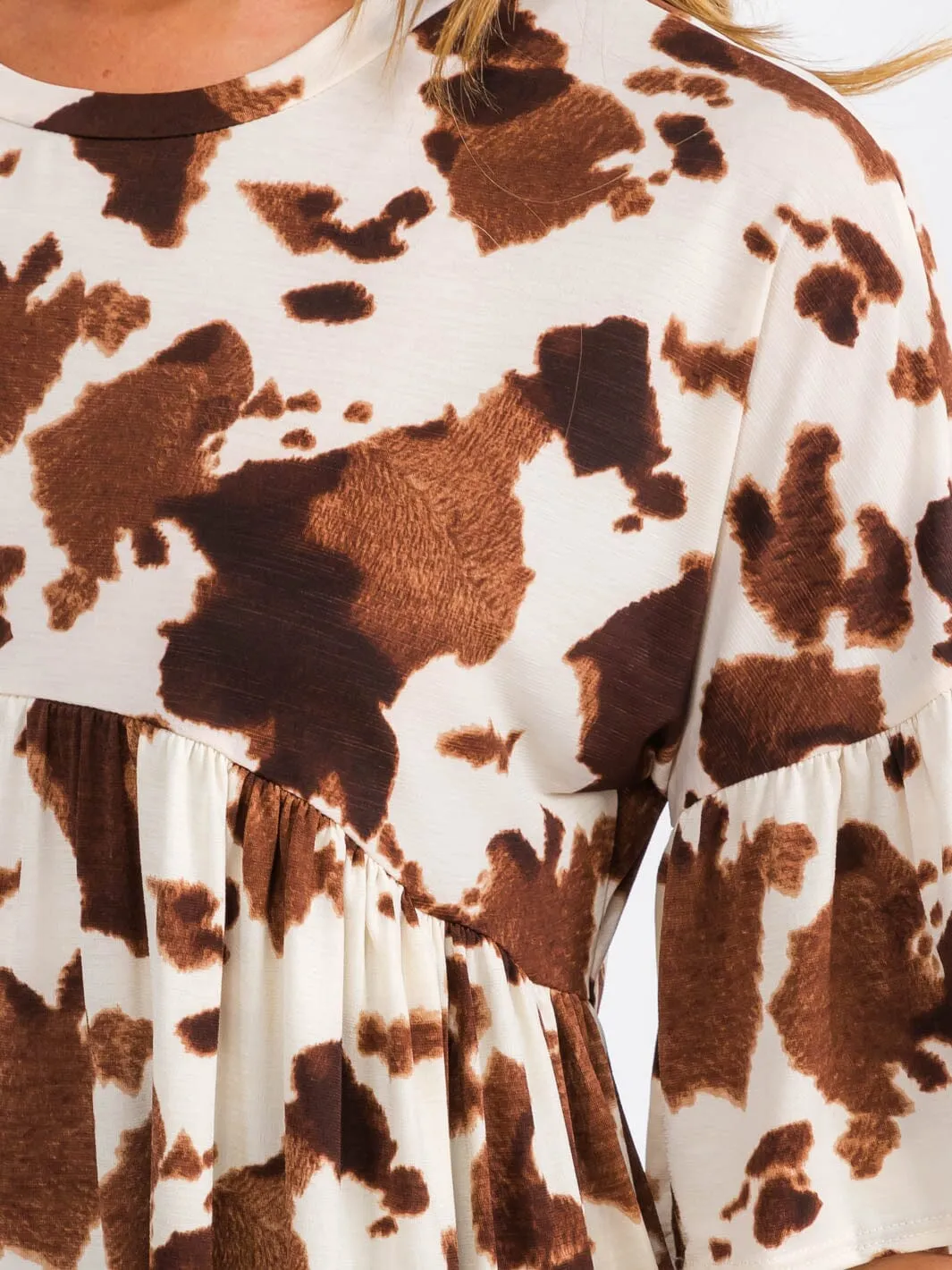 WOMEN'S SHORT SLEEVE TUNIC ANIMAL PRINT BLOUSE TOP