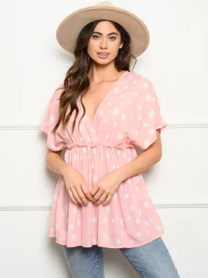 WOMEN'S SHORT SLEEVE V-NECK TUNIC TOP