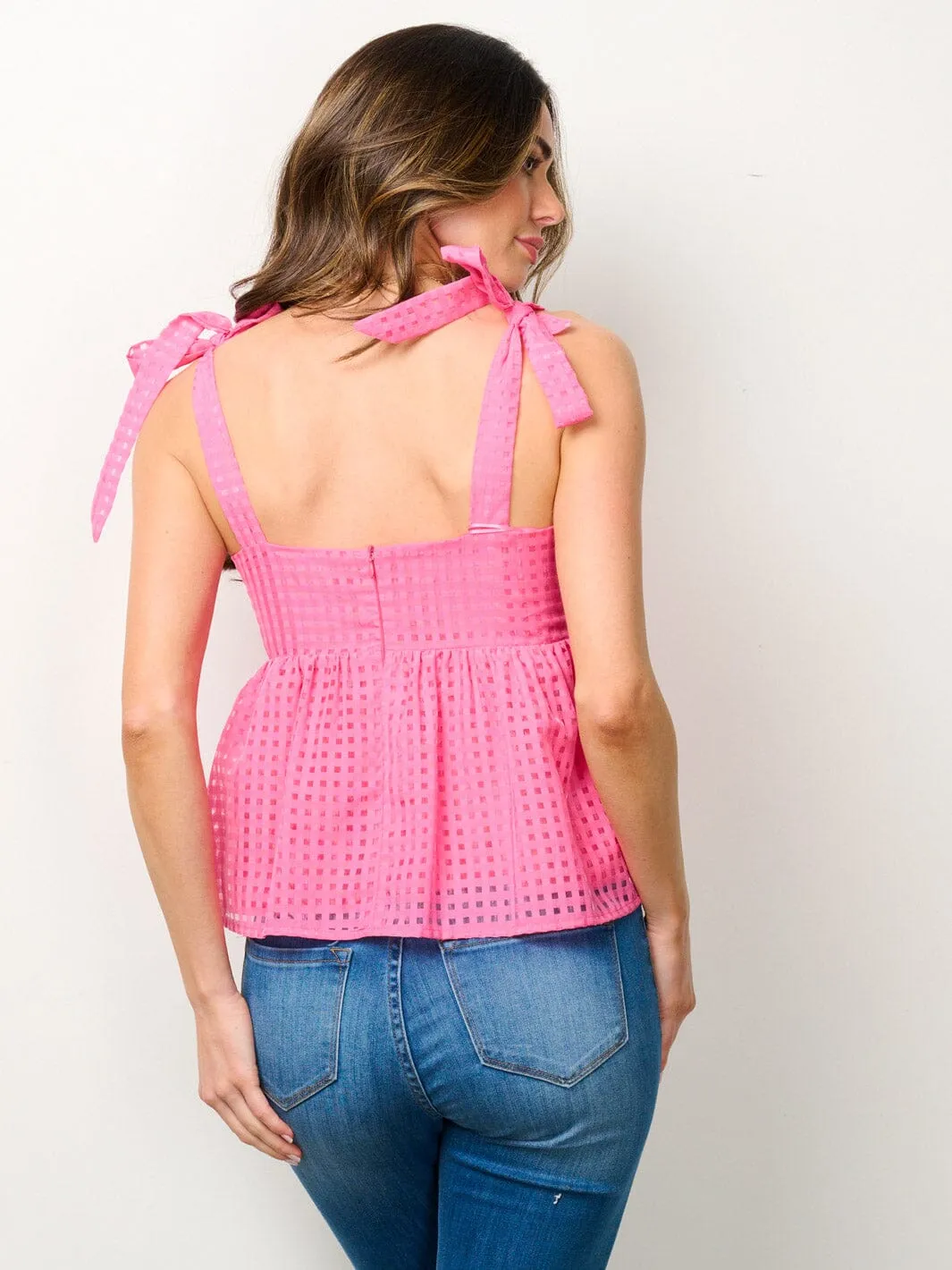 WOMEN'S SLEEVELESS LACE PEPLUM TANK TOP