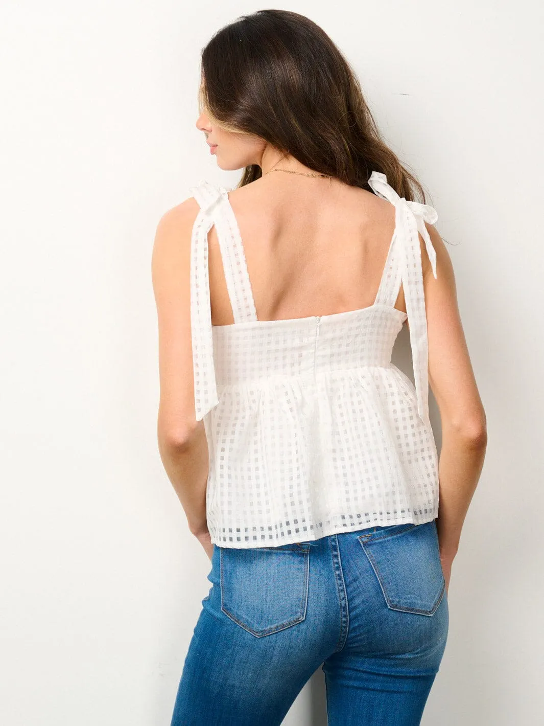 WOMEN'S SLEEVELESS LACE PEPLUM TANK TOP
