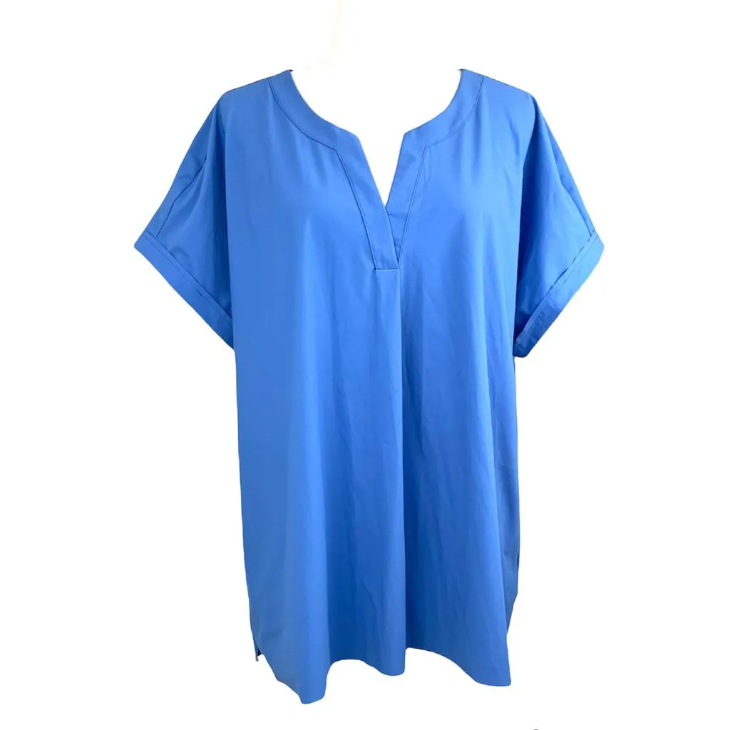 Women's Split-Neck Short Sleeve Top Plus Stretch Blouses