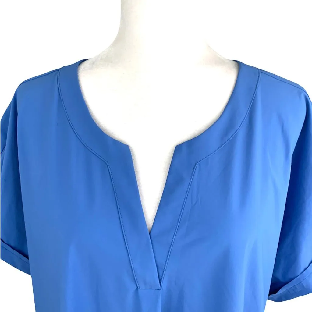 Women's Split-Neck Short Sleeve Top Plus Stretch Blouses