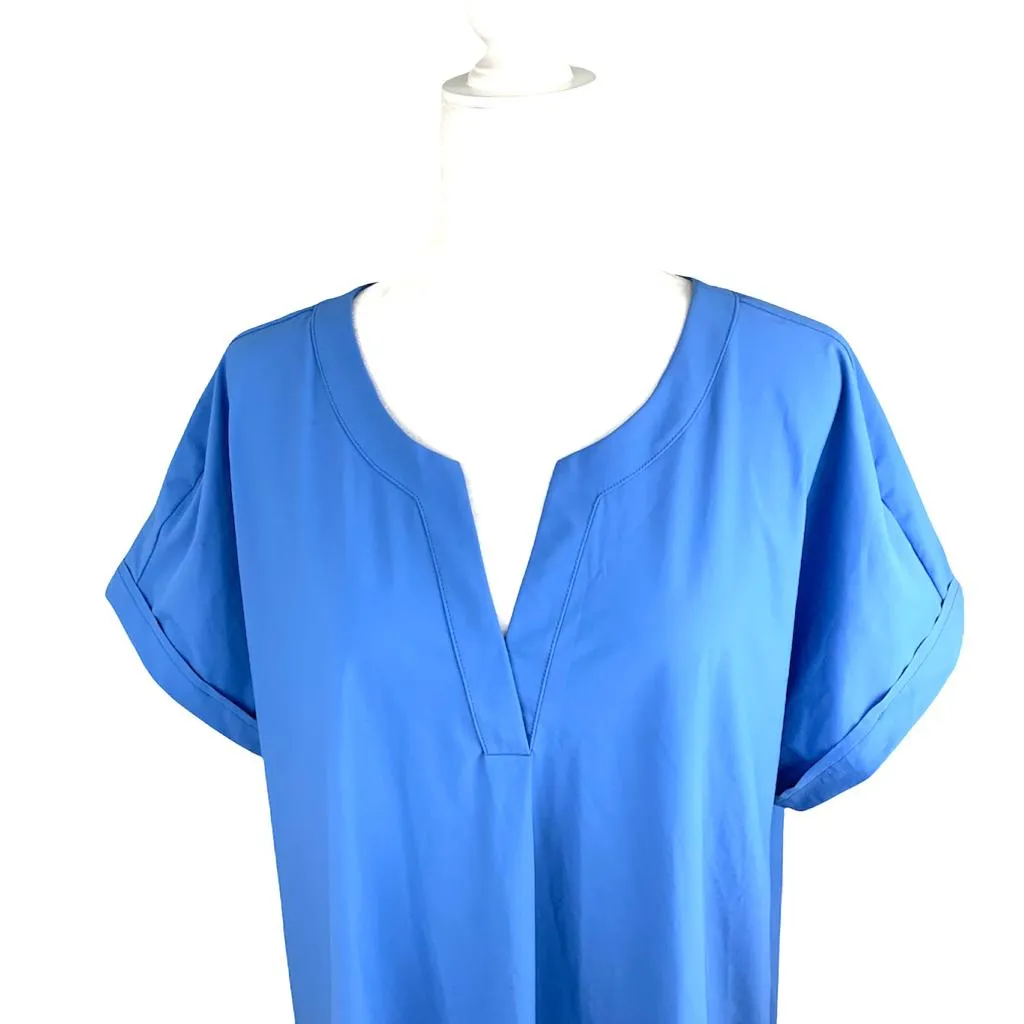 Women's Split-Neck Short Sleeve Top Plus Stretch Blouses