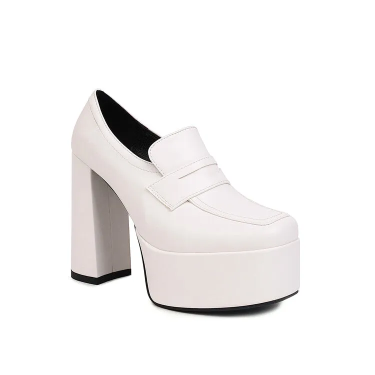 Women's Square Toe Platform Chunky Heel Shoes