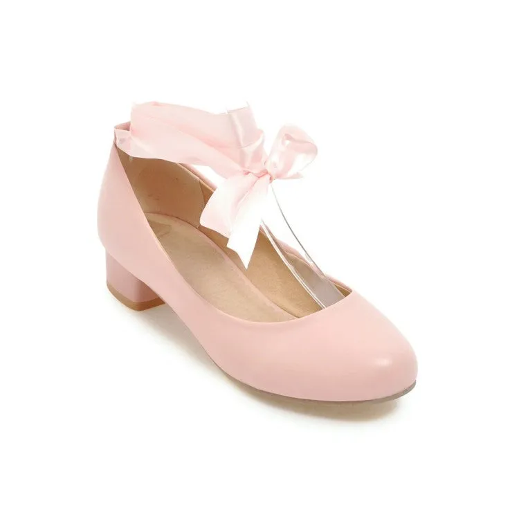 Women's Strappy Chunky Heels Pumps Shoes
