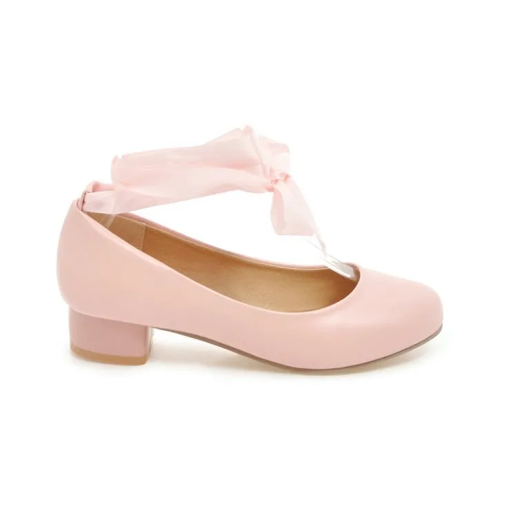 Women's Strappy Chunky Heels Pumps Shoes
