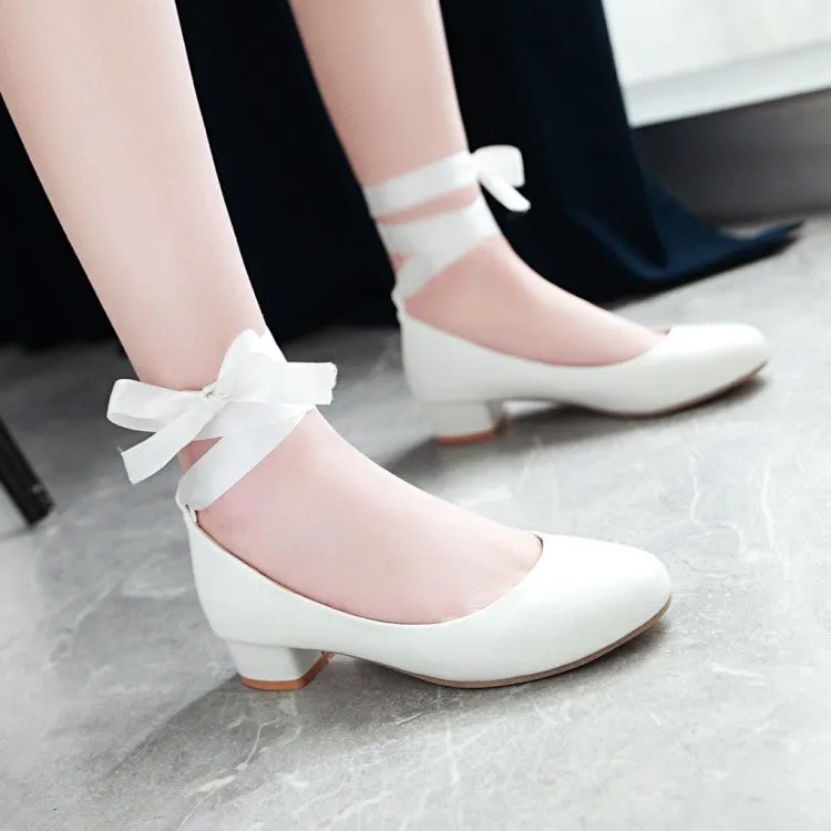 Women's Strappy Chunky Heels Pumps Shoes
