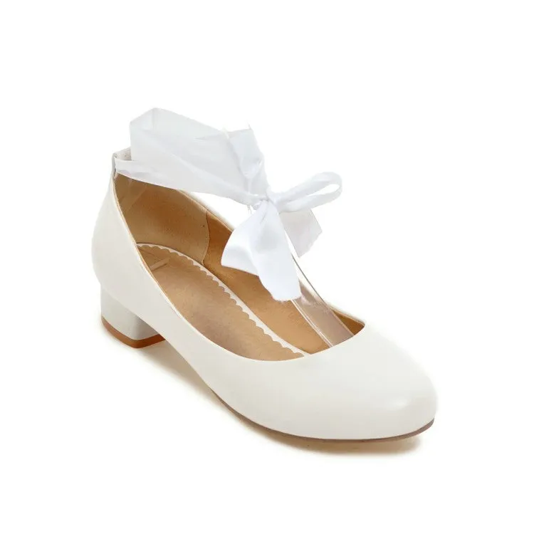Women's Strappy Chunky Heels Pumps Shoes