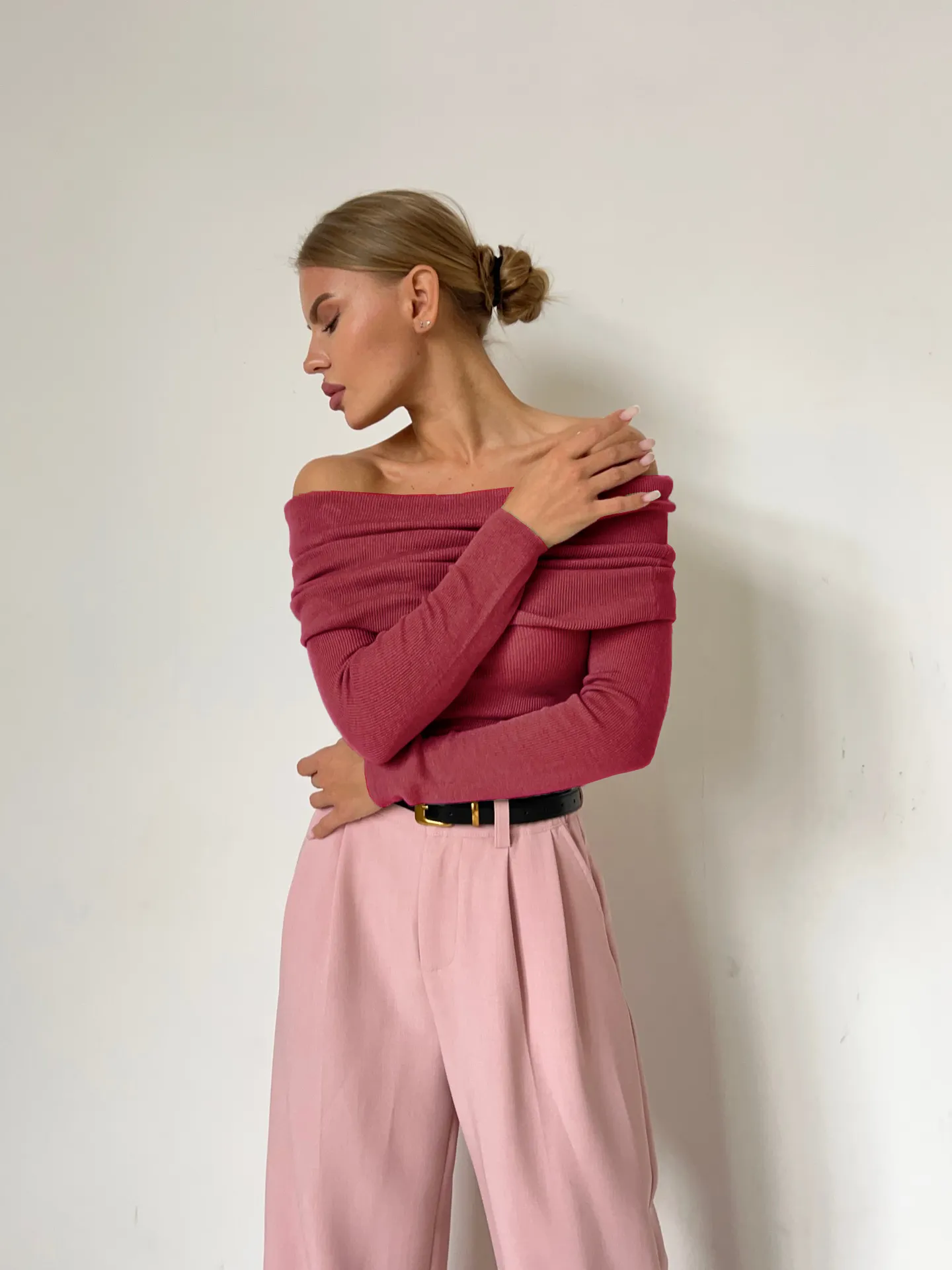 Women’s Stylish Off-Shoulder Knit Sweater with Long Sleeves