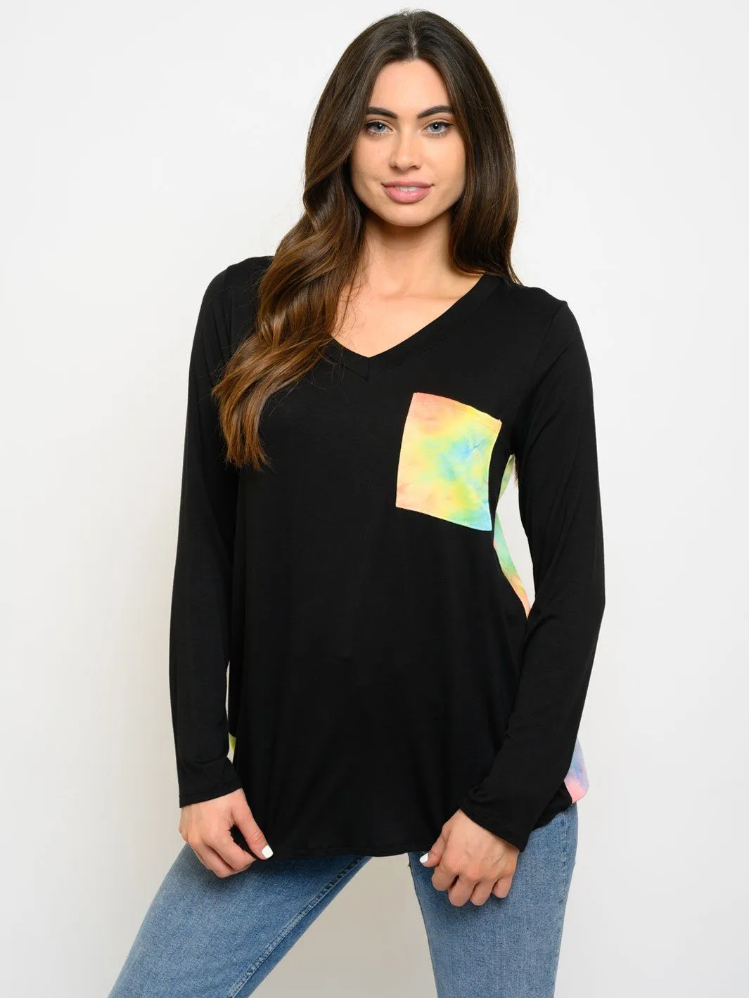 WOMEN'S TIE DYE TUNIC LONG SLEEVE TOP
