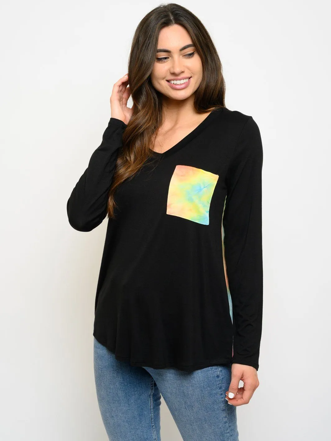 WOMEN'S TIE DYE TUNIC LONG SLEEVE TOP