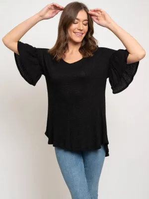 WOMEN'S TUNIC RUFFLE SLEEVE TOP
