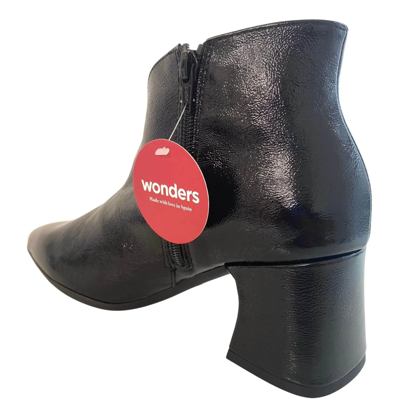 Wonders Black Leather Shoe Boots