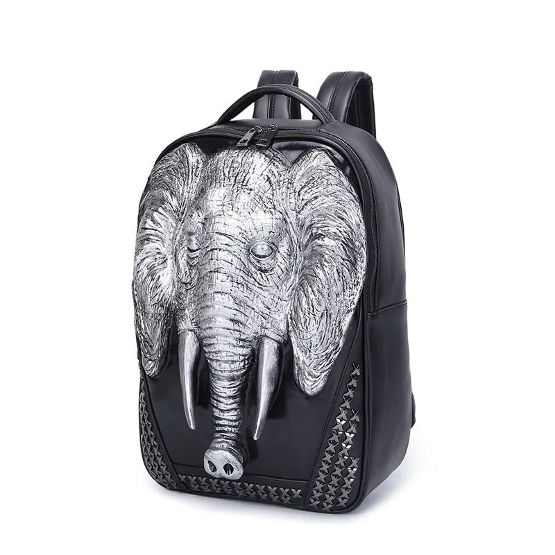 Woowooh 3D Embossed Elephant Punk Style Backpack