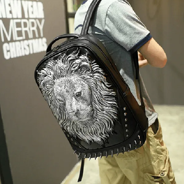 Woowooh 3D Stereo Punk Lion Head Backpack