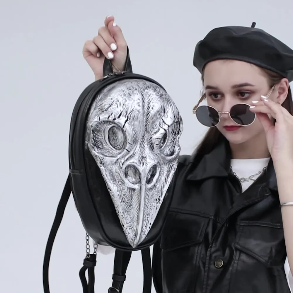 Woowooh Punk Style Raven and Snake Backpack 3D Embossed Fashion Backpack