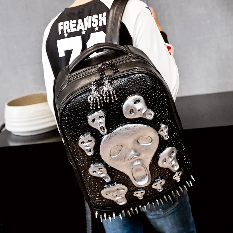 Woowooh Studded Embossed Goblin Head Fashion Backpack