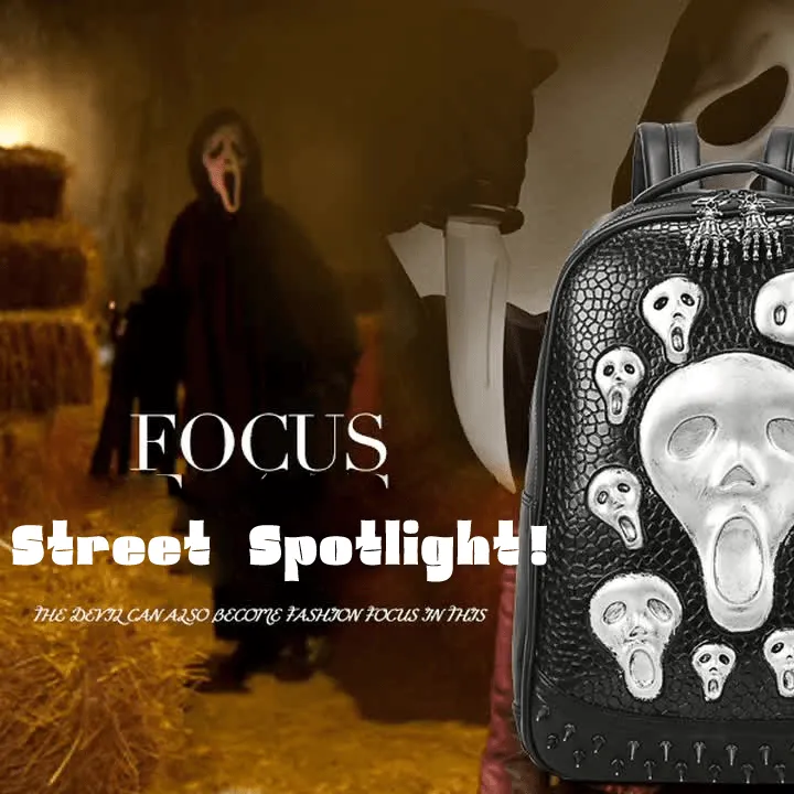 Woowooh Studded Embossed Goblin Head Fashion Backpack