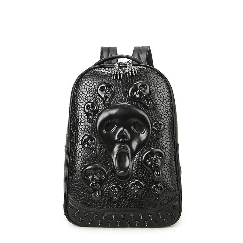 Woowooh Studded Embossed Goblin Head Fashion Backpack