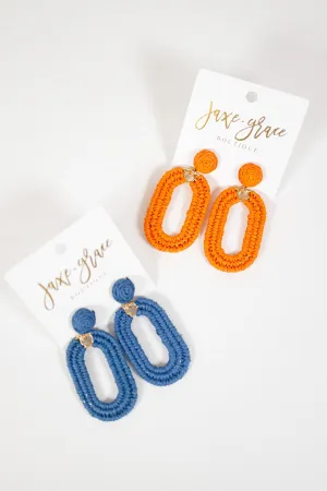 Wrapped Raffia Oval Earrings, VARIOUS
